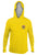 "Culebrita Beach" Pez-K Men's Long Sleeve Hooded Rashguard - Neon Yellow