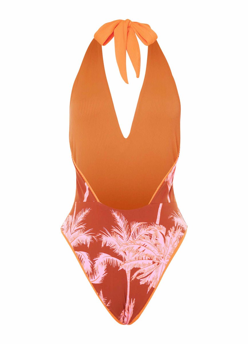 Maaji Vibrante Naranja Tica Clásico Una Pieza - Reversible